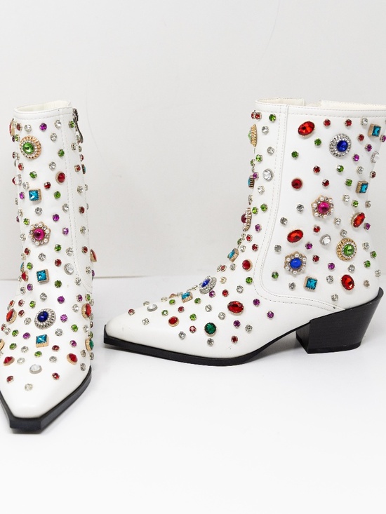 Azalea Wang Shoes - NEW Azalea Wang Sprinkle Multi Color Rhinestone Jewel Embellished Booties Shoes